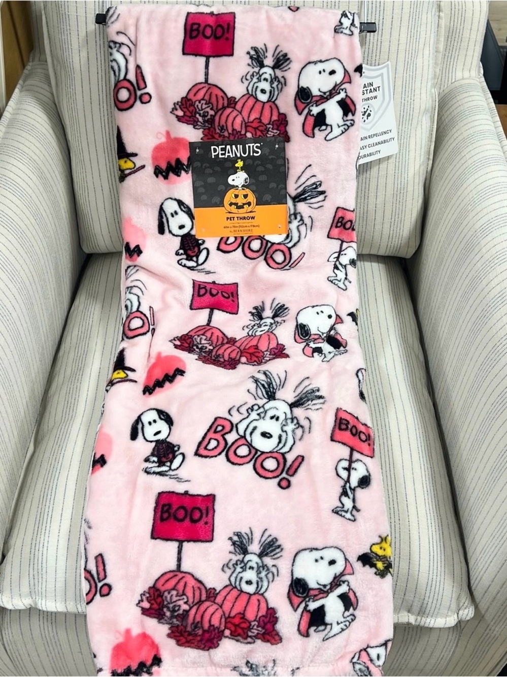 Peanuts Pink Snoopy & Woodstock Halloween Pet Throw